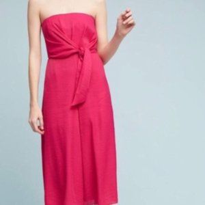 Anthropologie Maeve Strapless Jumpsuit - HOT Pink Size 8